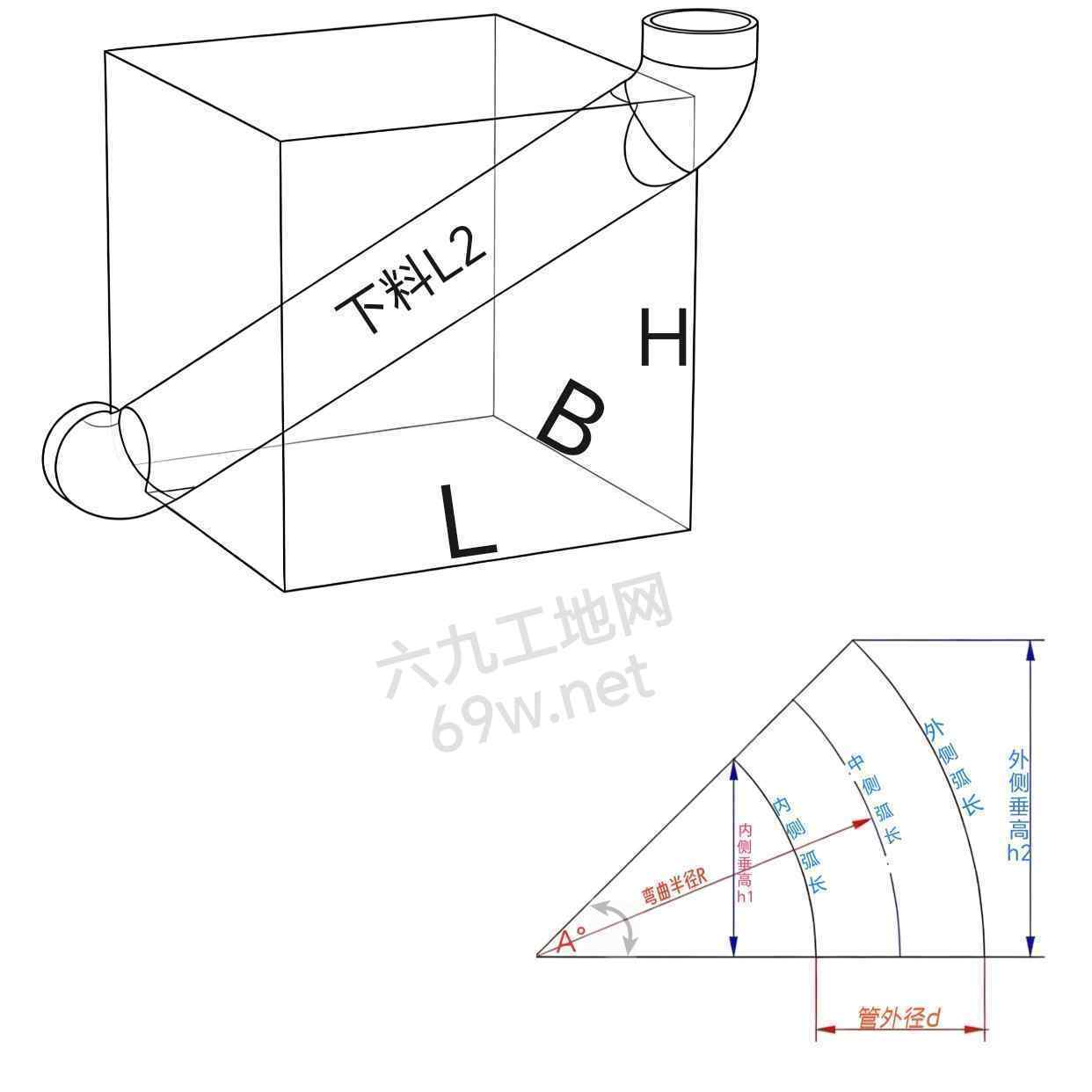 中到中爬升弯管上后（非对称上下弯头）