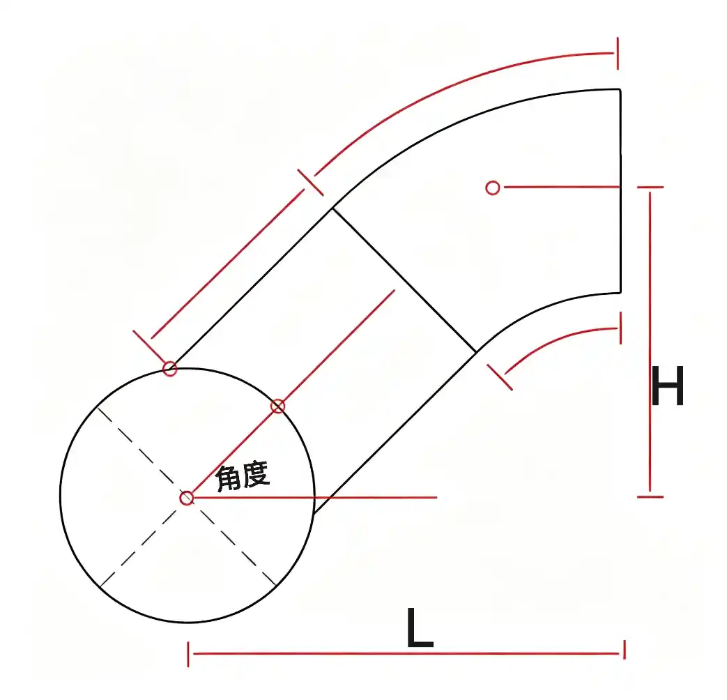 三通主支管已知安装距离角度计算器_偏心距素线展开图