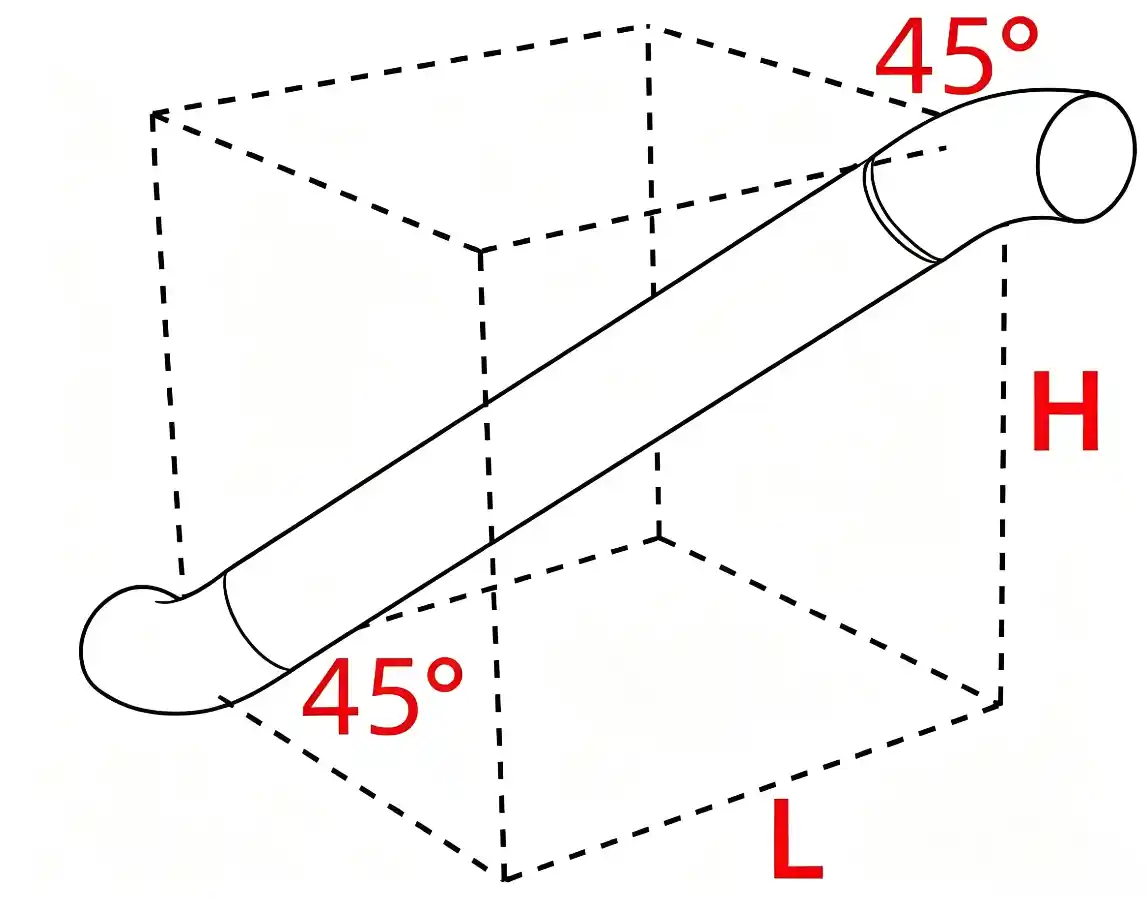 空间弯中到中45度计算器