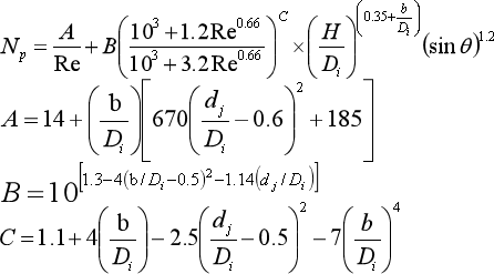 无挡板或低速桨叶搅拌器(永田进治)功率准数计算公式与在线计算器