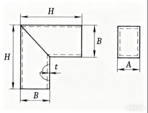 两节直角矩形弯头展开计算器