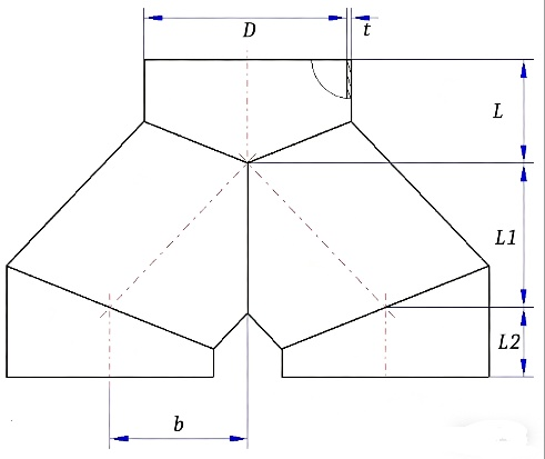 等径圆管裤形三通展开计算器