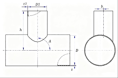 异径圆管偏心直交三通展开计算器