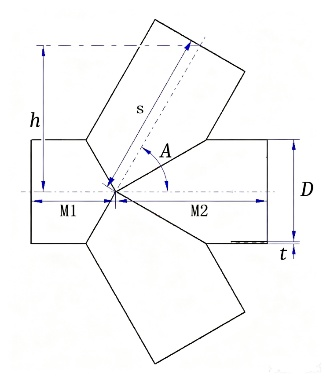 等径圆管斜交四通展开计算器