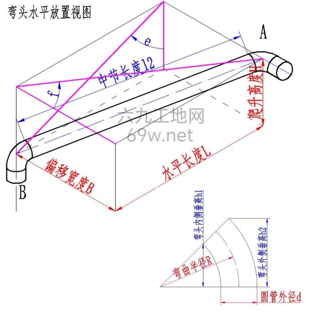 中到中爬升弯管前下计算器